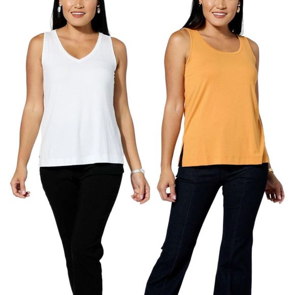 WynneLayers 2-pack Scoop-Neck and V-Neck Tank Set Marigold/Cloud - Regular - Picture 1 of 1